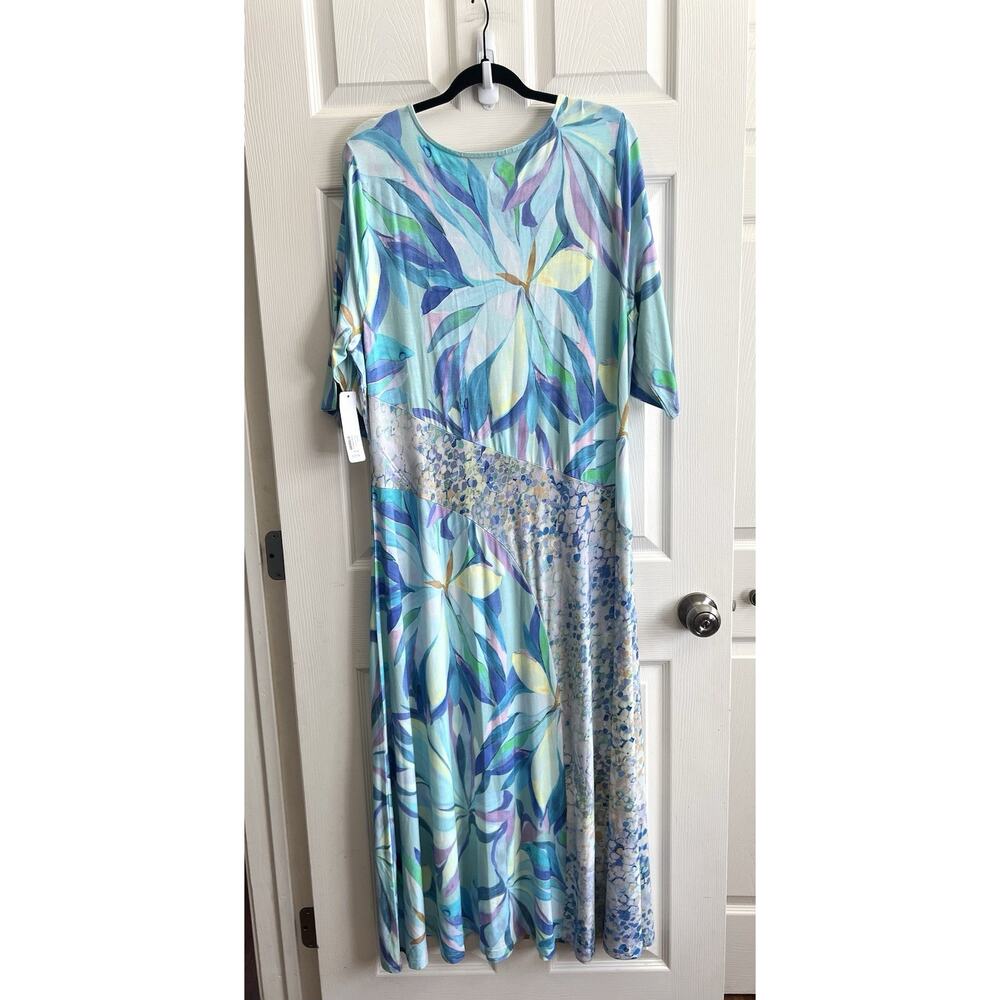 SOFT SURROUNDINGS Stella Painterly Blue Floral Maxi Dress Sz 1X 18W/20W NWT - Picture 5 of 10